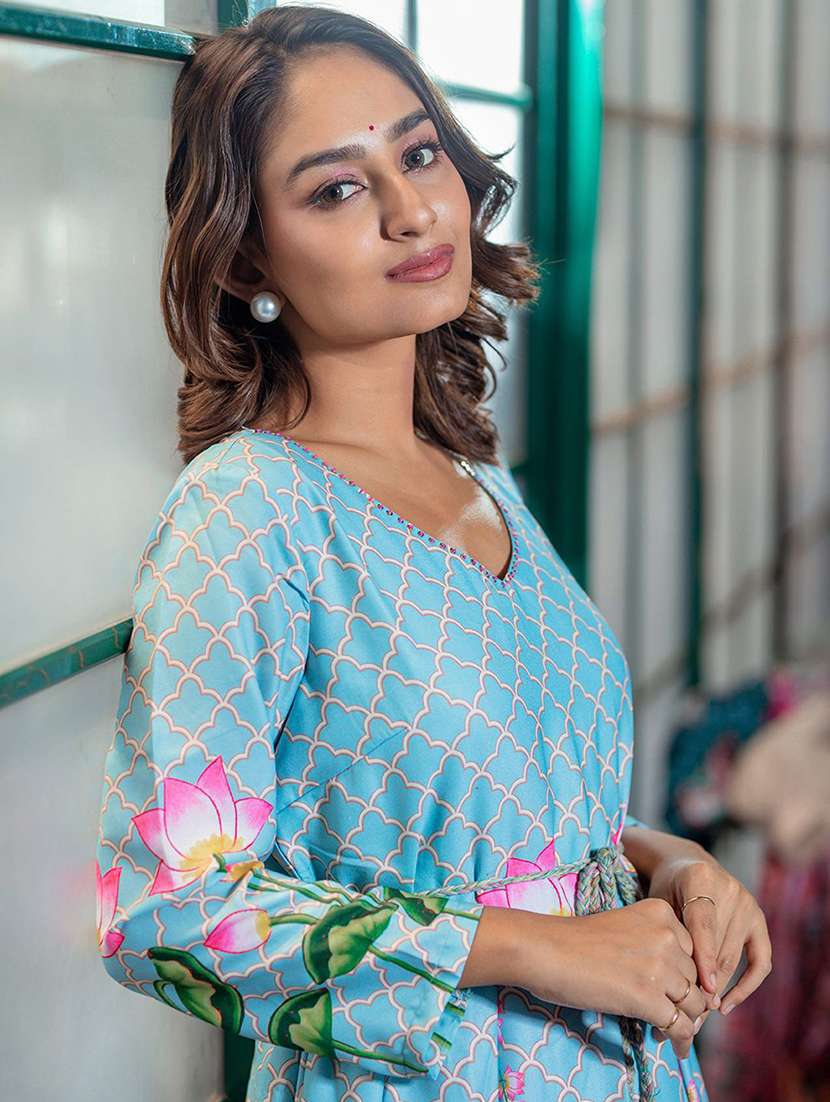 women printed long sleeves fit and flare dress - 22603672 -  Standard Image - 1