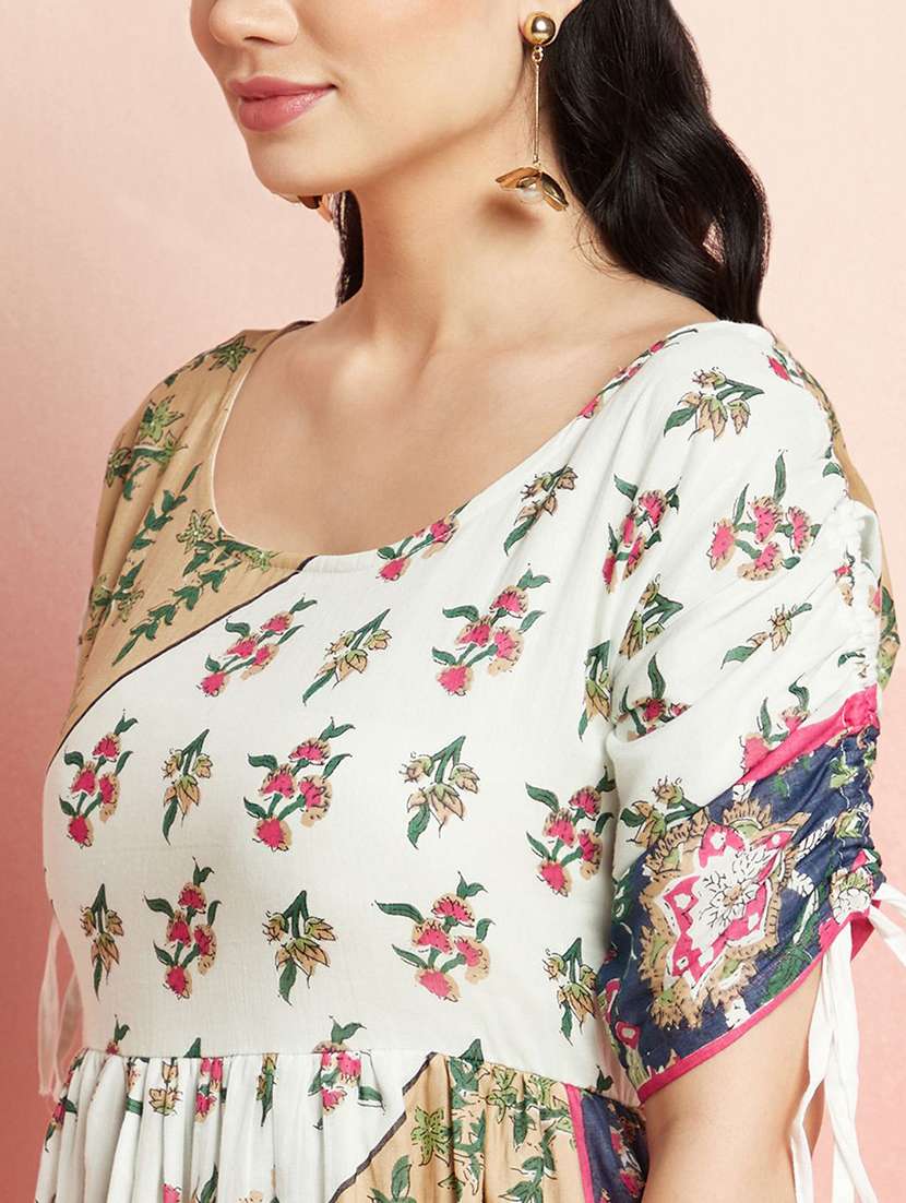 women printed short sleeves flared dress - 22603705 -  Standard Image - 1