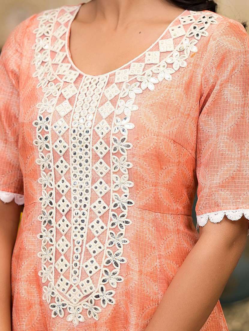 women self design short sleeves kurta dupatta set - 22603712 -  Standard Image - 1
