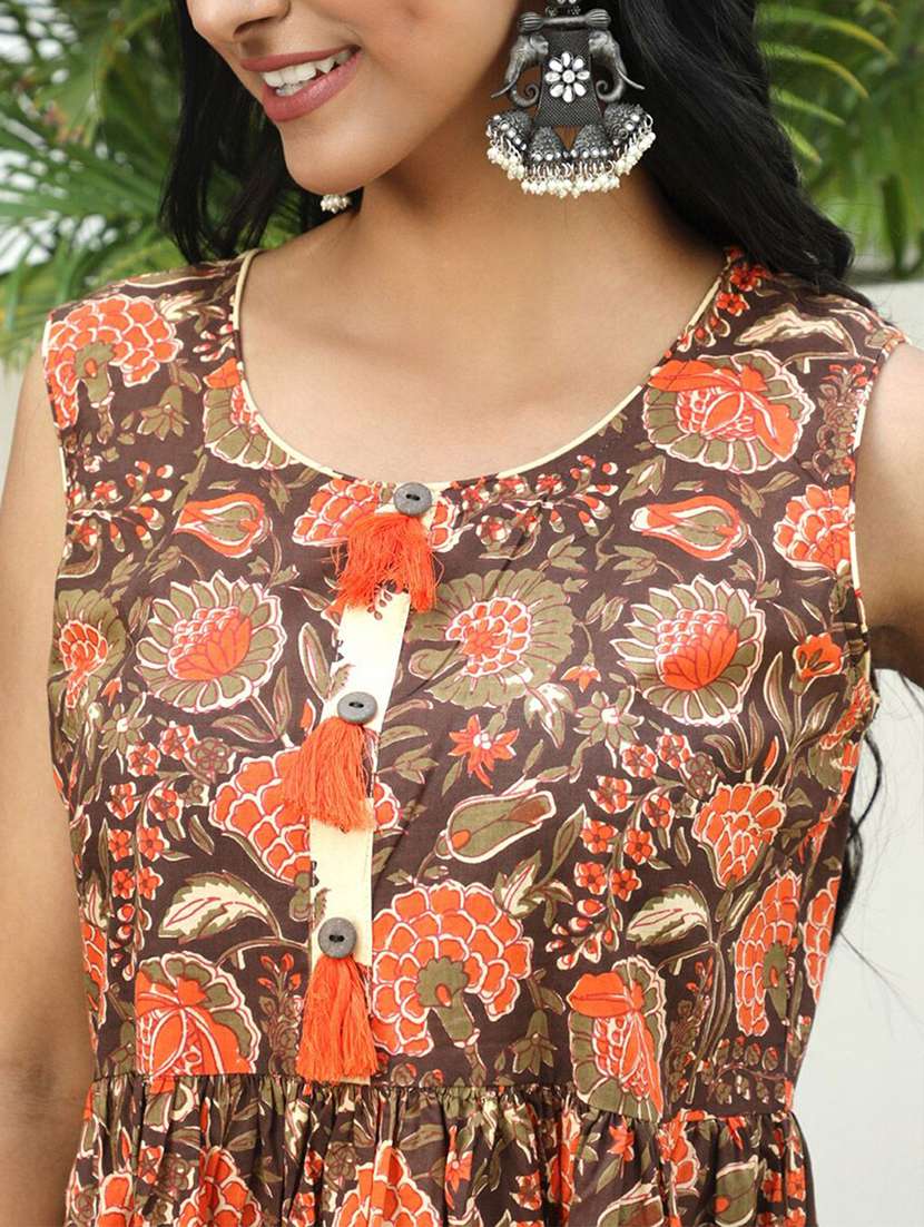 Women Printed Sleeveless Tiered Dress - 22603715 -  Standard Image - 1