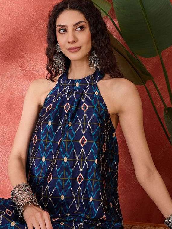women printed halter neck a-line dress - 22603717 -  Standard Image - 1