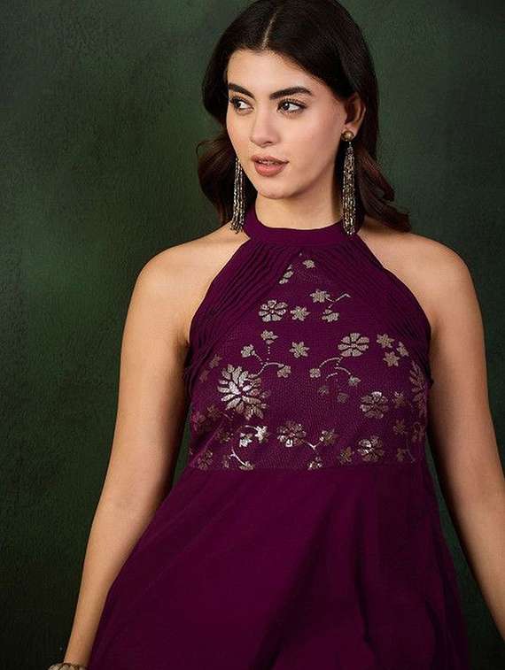 Women Printed Halter Neck Fit And Flare Dress - 22603723 -  Standard Image - 1