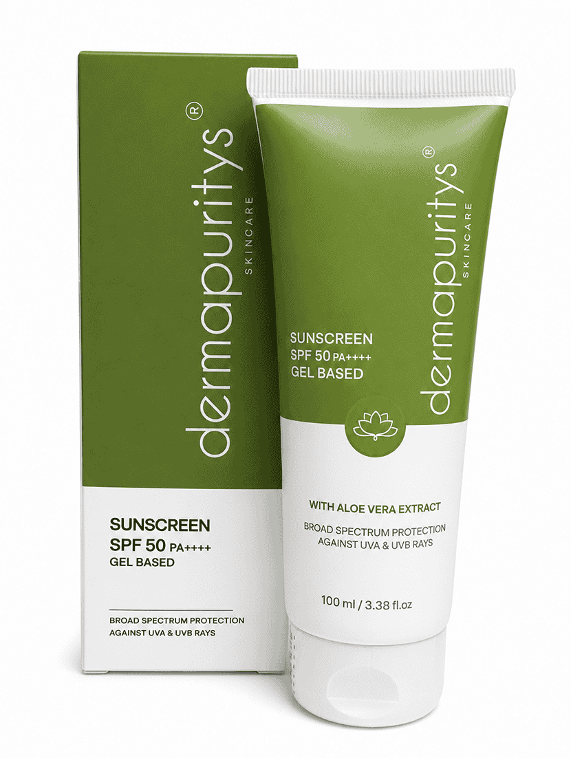 derma puritys sunscreen spf 50 gel based with aloe vera extract - 22603754 -  Standard Image - 1