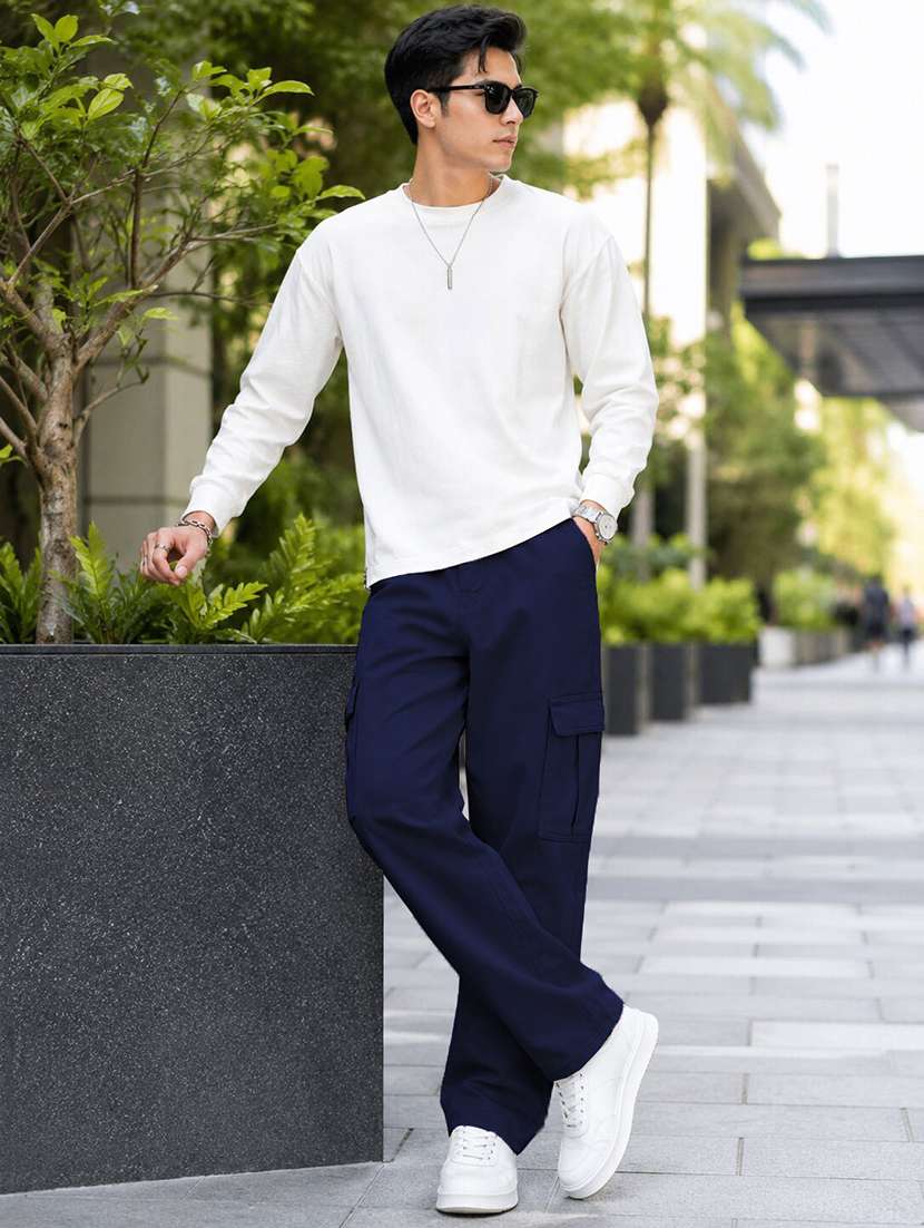 men solid mid rise relaxed fit cargo pant - 22603849 -  Standard Image - 4