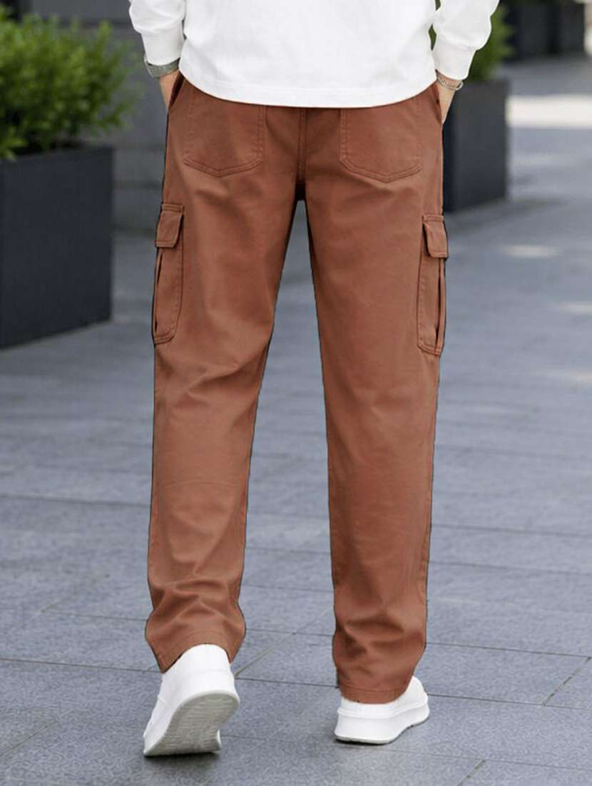 men solid mid rise relaxed fit cargo pant - 22603852 -  Standard Image - 4