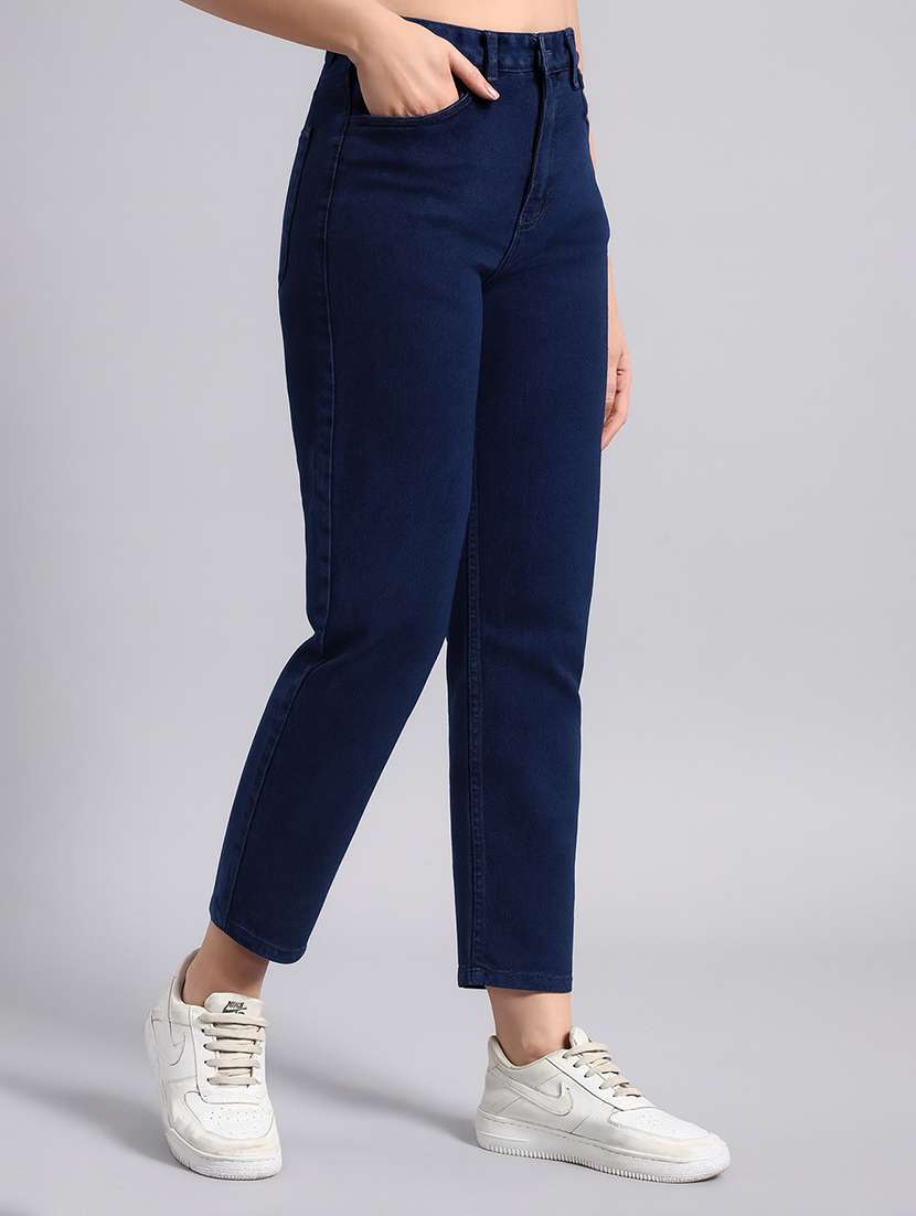 women solid high rise mom fit jeans - 22603863 -  Standard Image - 1