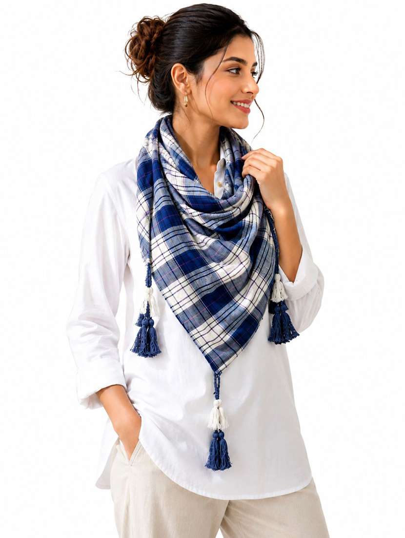women pack of 5 checkered scarves - 22604031 -  Standard Image - 1
