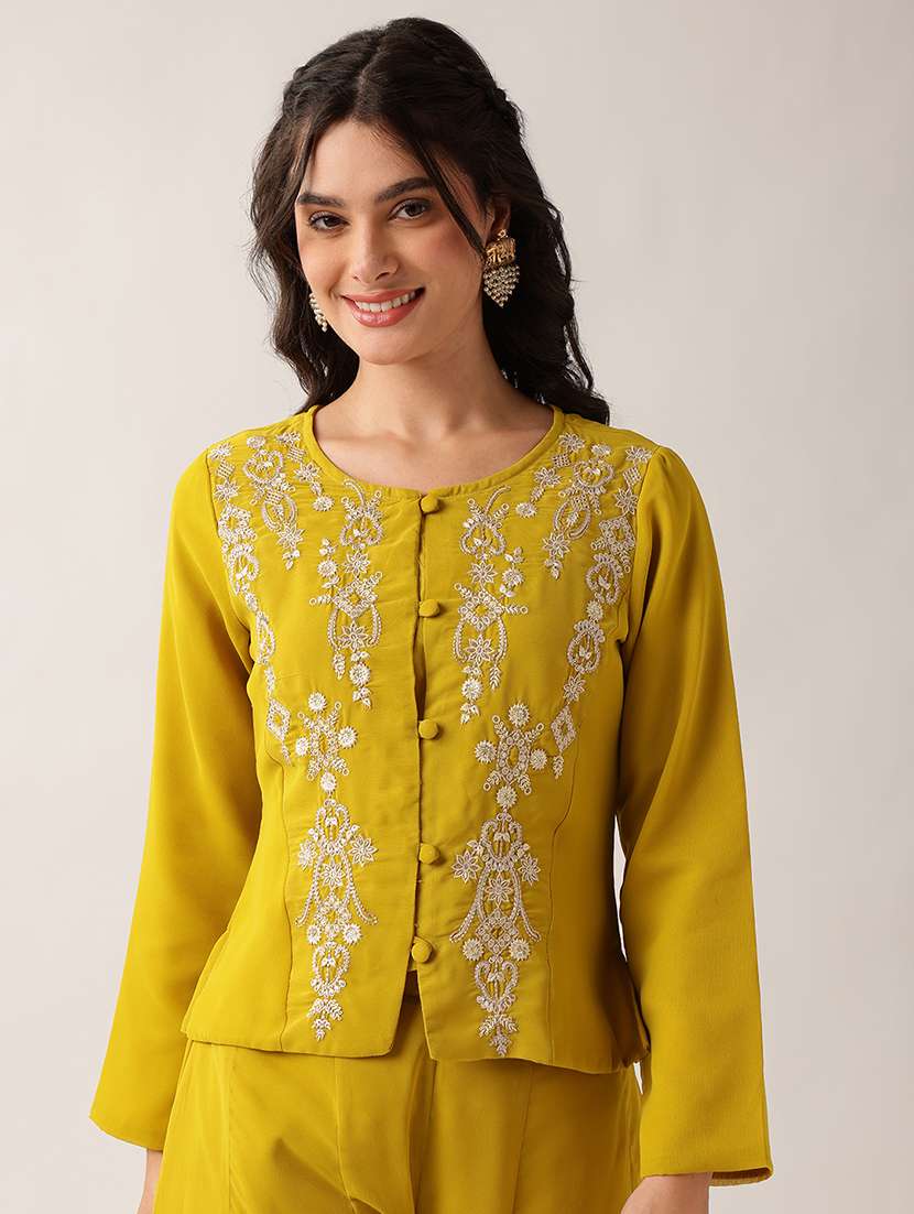 women embroidered long sleeves ethnic co-ord set - 22604052 -  Standard Image - 1