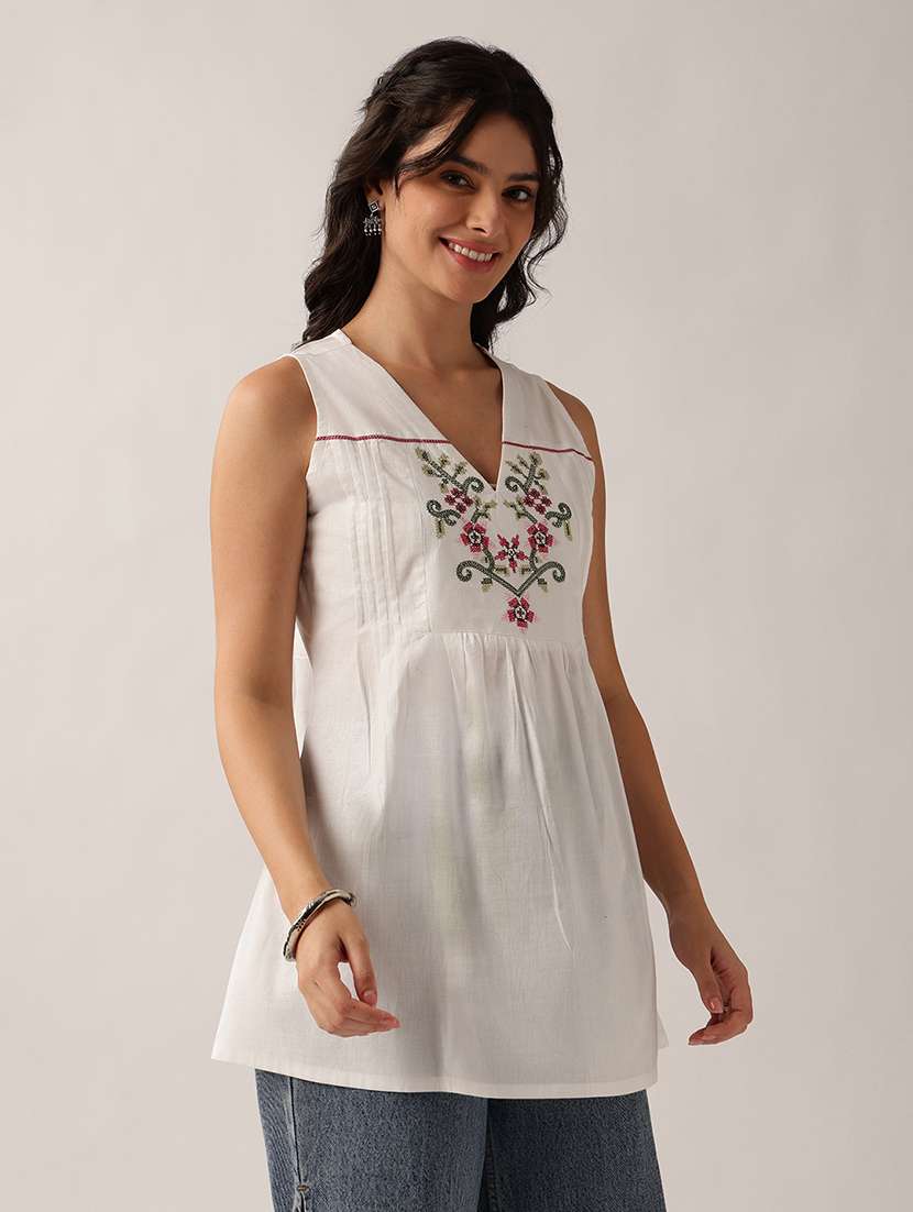 women embroidered sleeveless a-line tunic - 22604075 -  Standard Image - 1