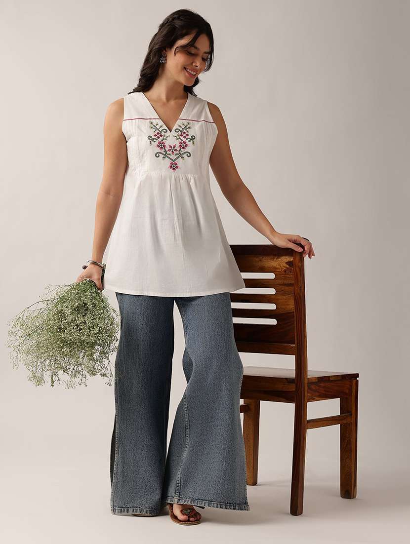 women embroidered sleeveless a-line tunic - 22604075 -  Standard Image - 4