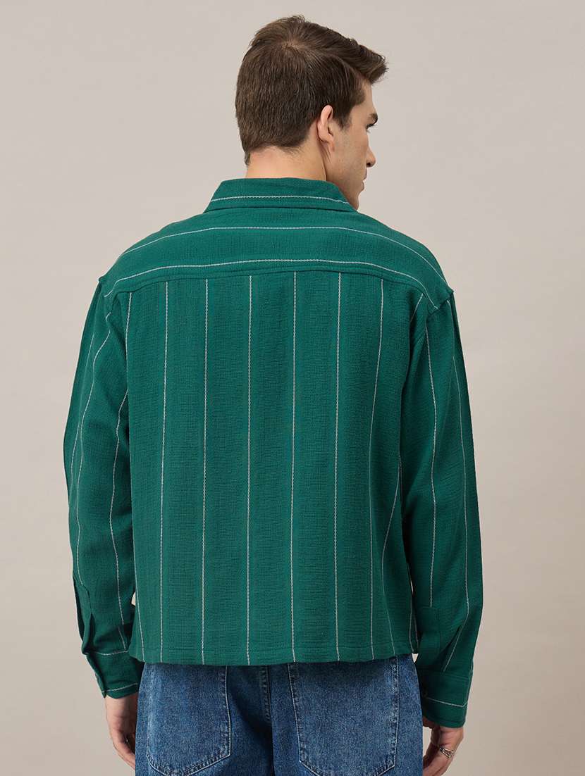 men striped short sleeve oversized casual shirt - 22604082 -  Standard Image - 4