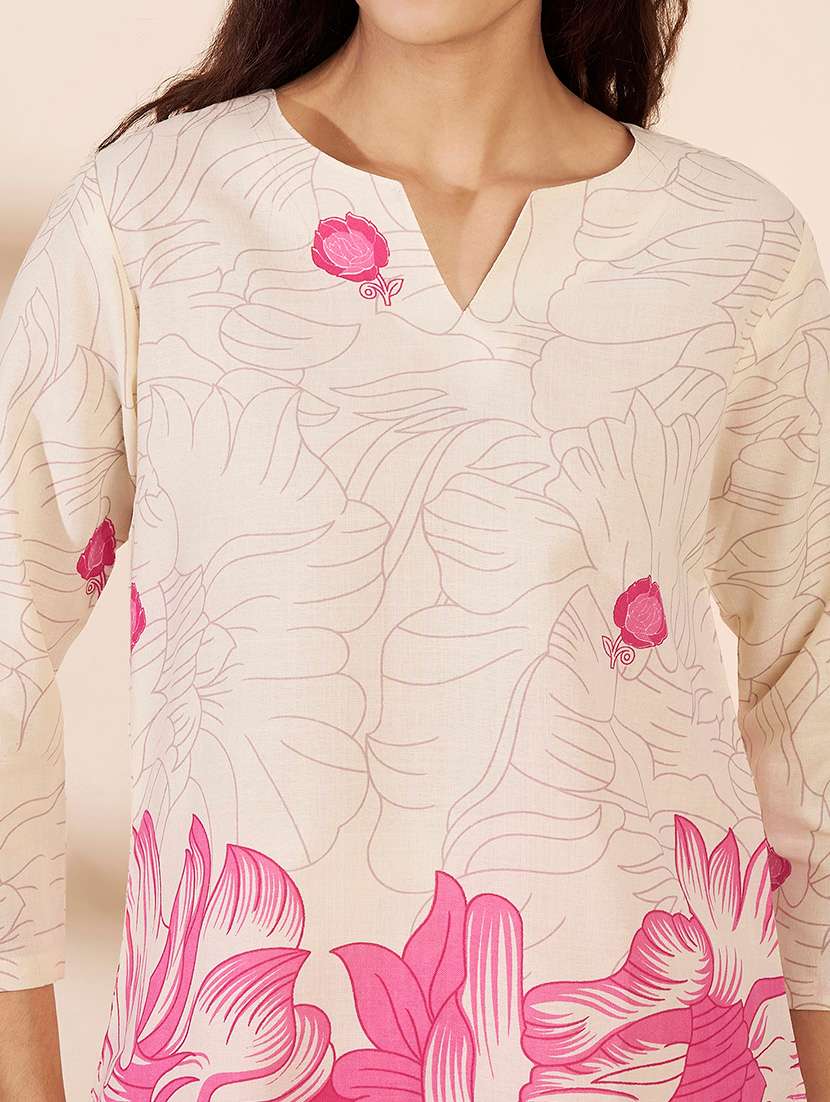 Women Printed Three Quarter Sleeves Ethnic Co-ord Set - 22604093 -  Standard Image - 1