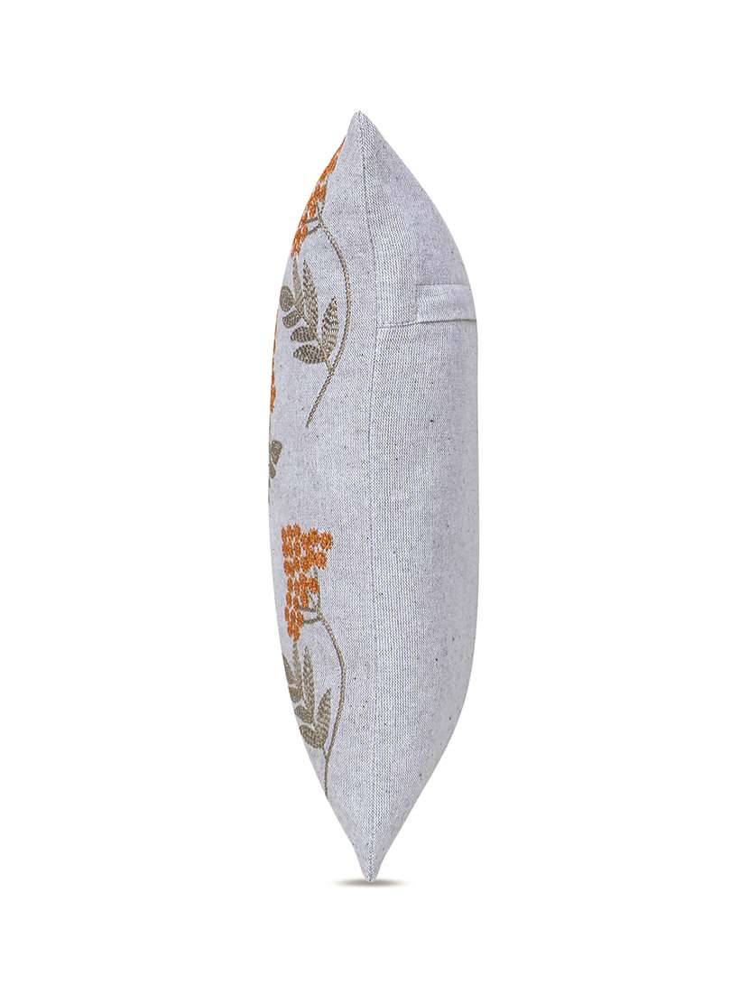 floral embroidered cotton cushion cover with zip closure - 22604097 -  Standard Image - 1