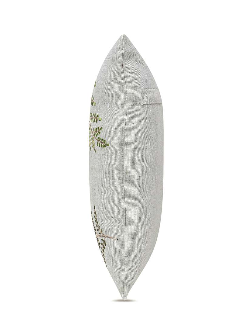 Floral Embroidered Cotton Cushion Cover With Zip Closure - 22604107 -  Standard Image - 1