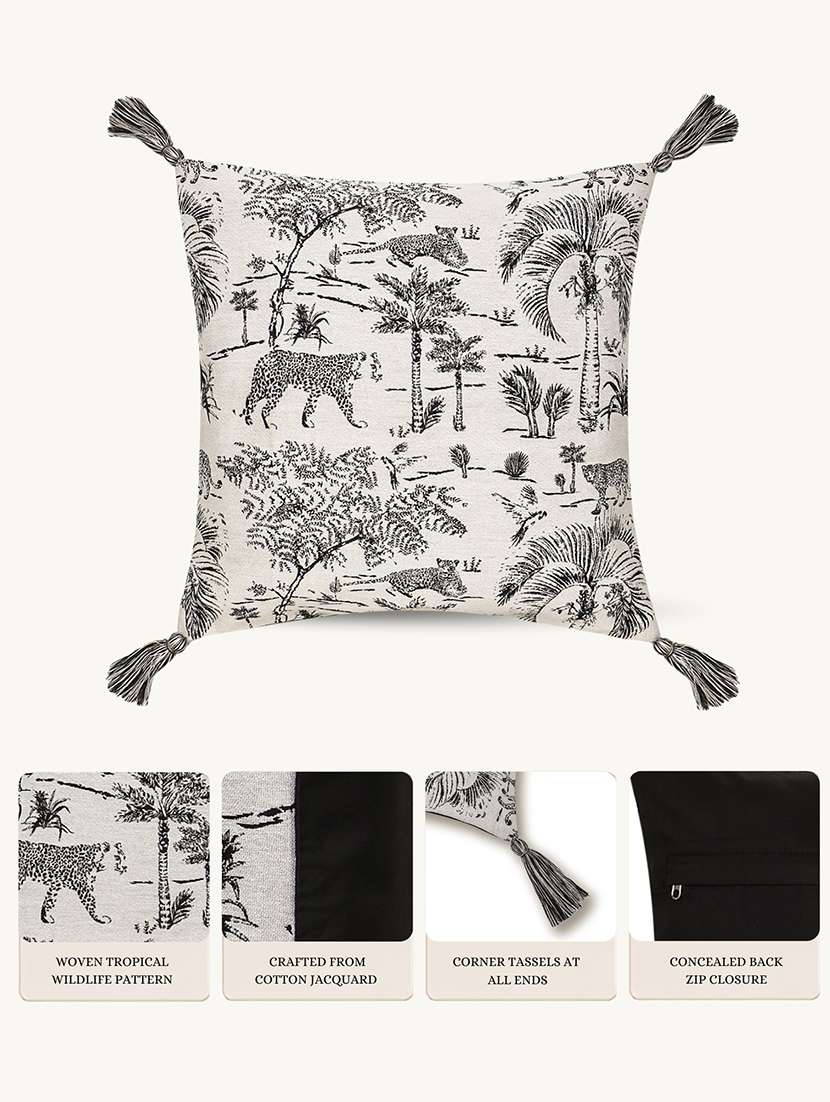 floral printed cotton cushion cover with zip closure - 22604111 -  Standard Image - 4
