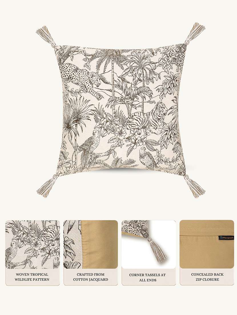 floral printed cotton cushion cover with zip closure - 22604112 -  Standard Image - 4