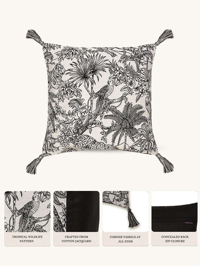 floral printed cotton cushion cover with zip closure - 22604140 -  Standard Image - 4