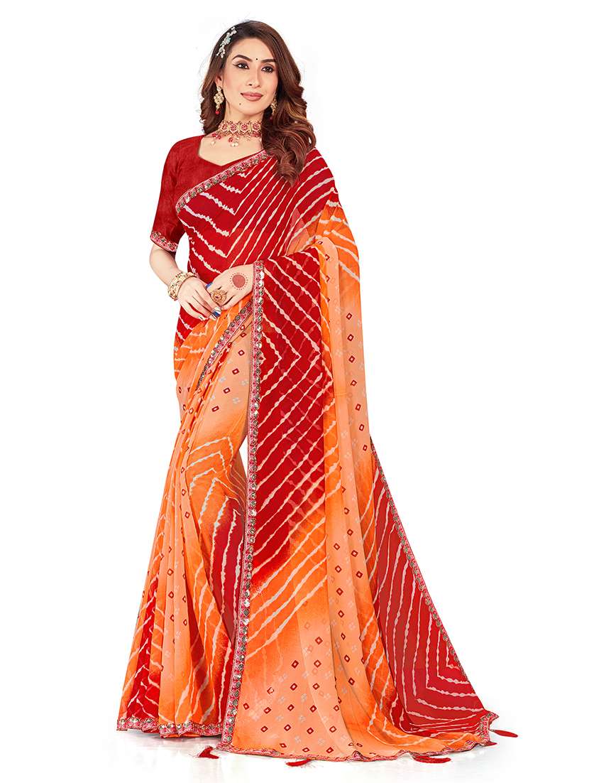women printed saree with blouse