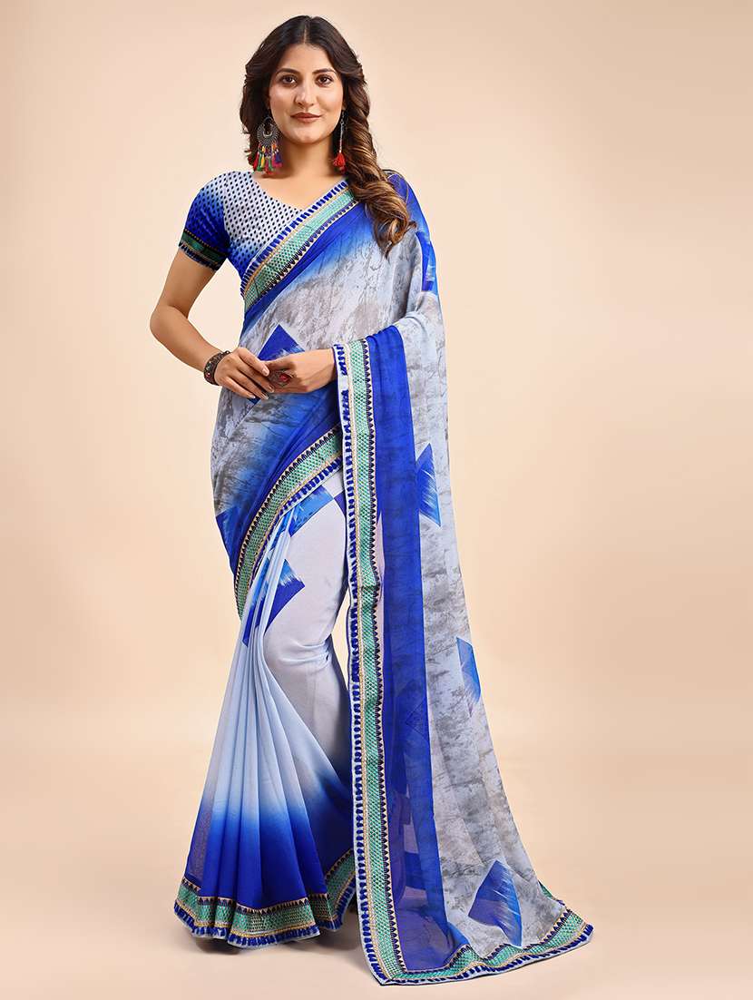 women printed casual wear saree with blouse