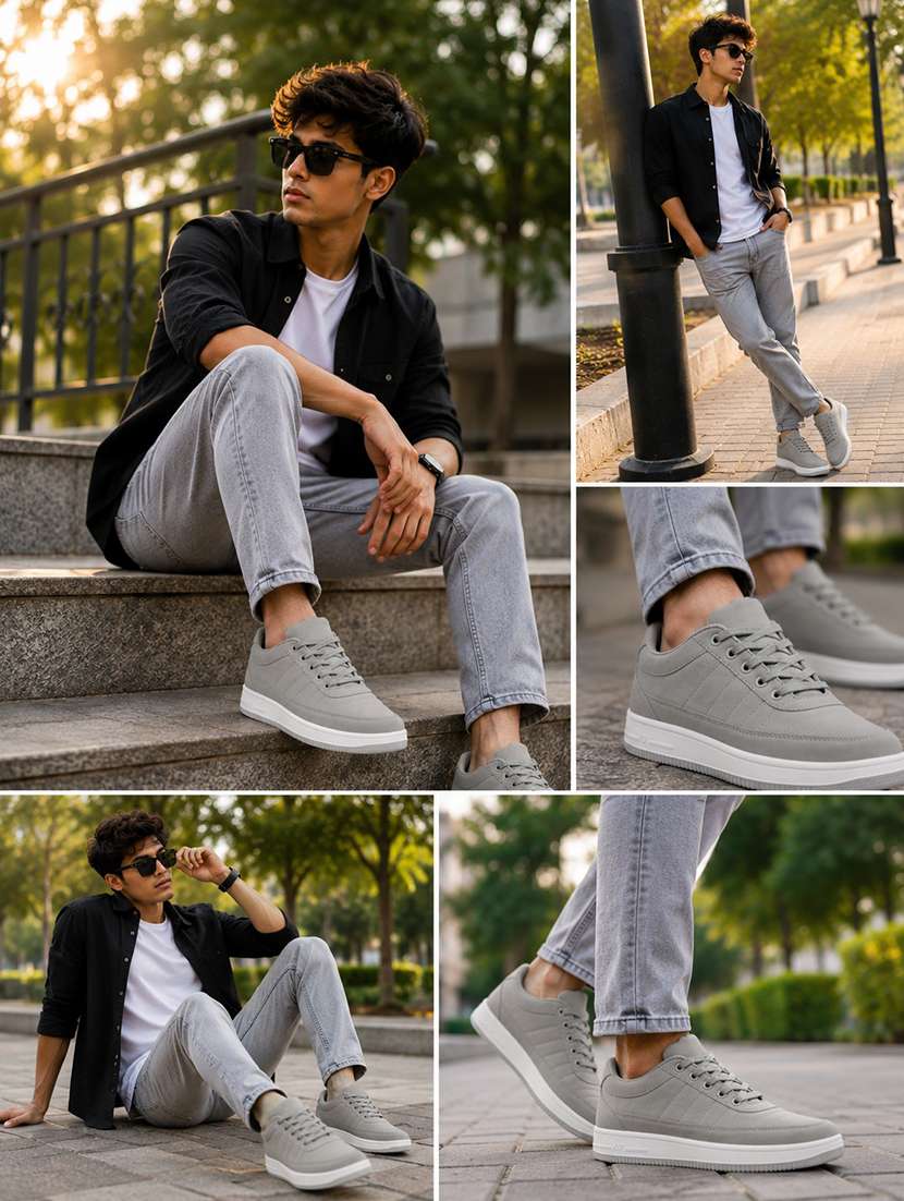 Men Textured Lace Up Casual Shoes - 22604297 -  Standard Image - 4