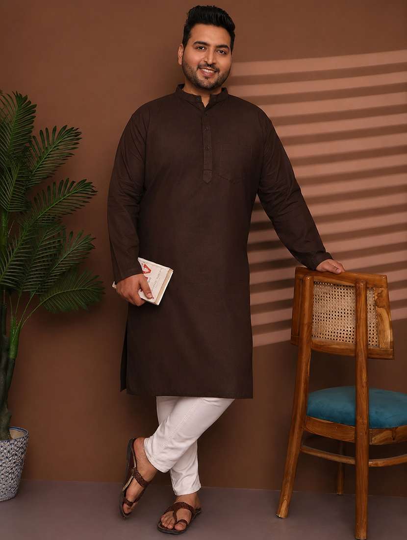 men self design mandarin neck long kurta