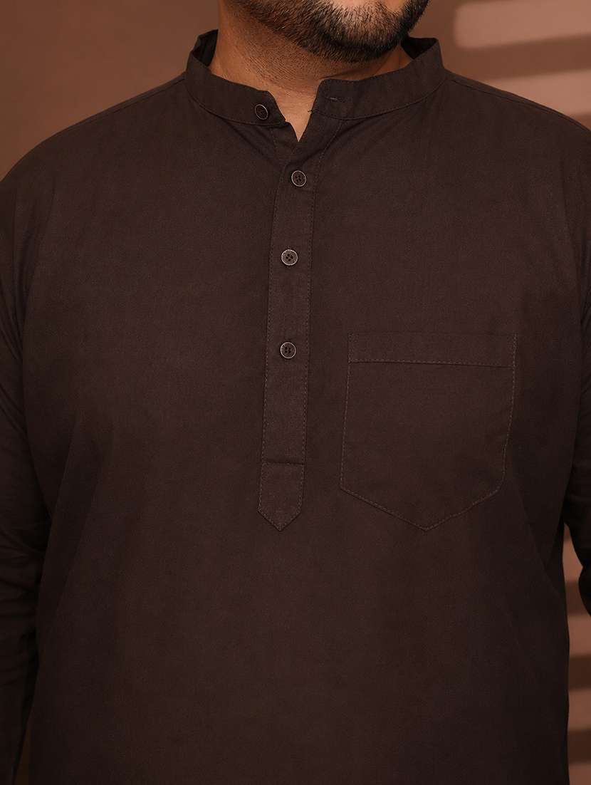 Men Self Design Mandarin Neck Long Kurta - 22604311 -  Standard Image - 1