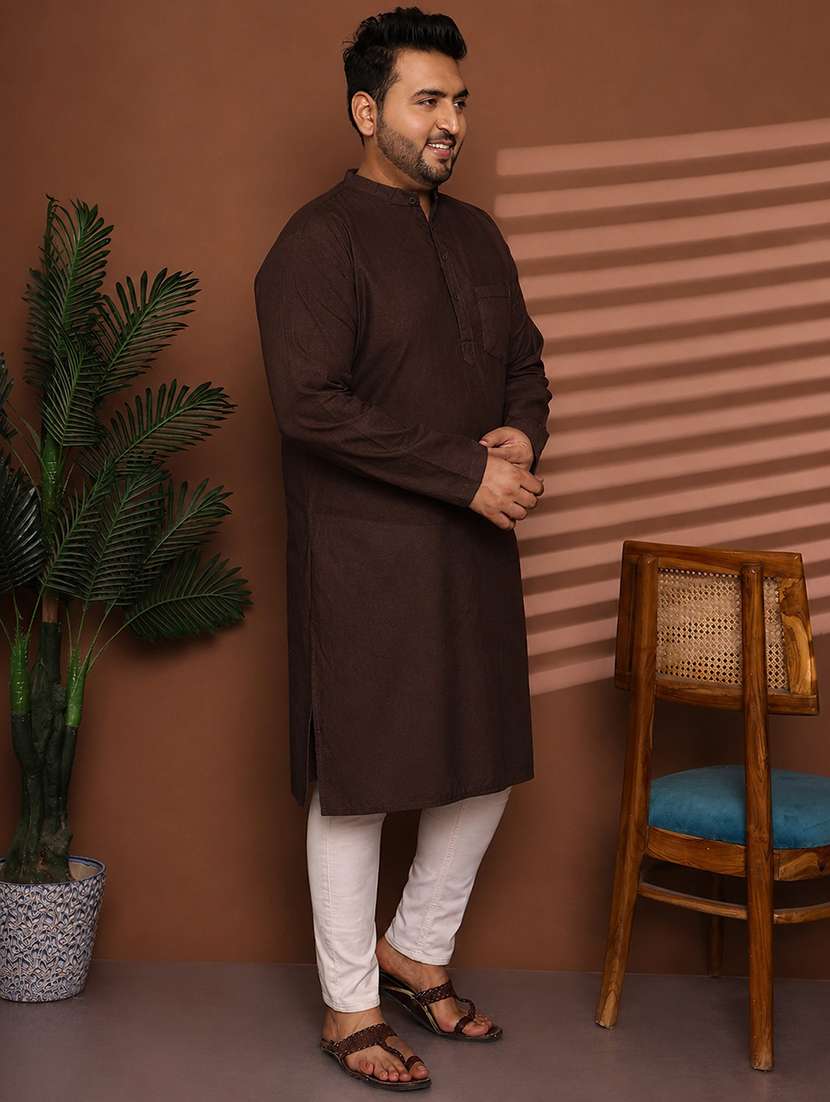 Men Self Design Mandarin Neck Long Kurta - 22604311 -  Standard Image - 4