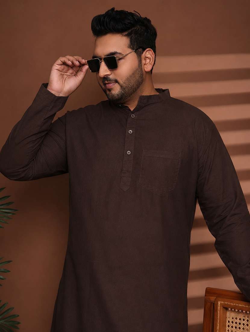 Men Self Design Mandarin Neck Long Kurta - 22604311 -  Standard Image - 6
