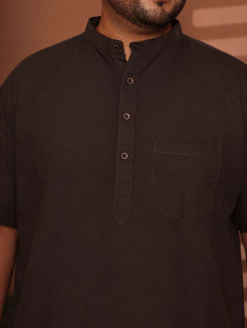 Men Solid Mandarin Neck Short Kurta - 22604312 -  Standard Image - 1