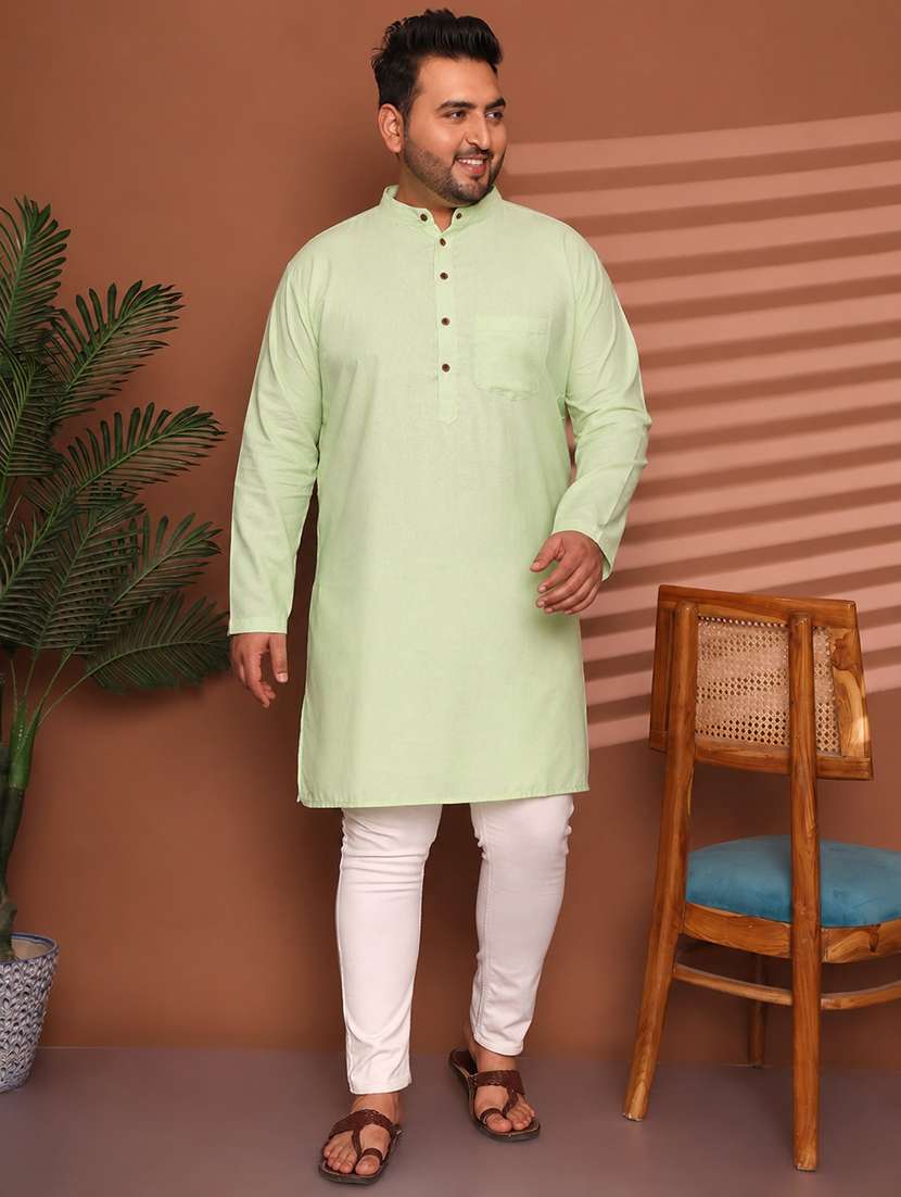 men solid mandarin neck long kurta