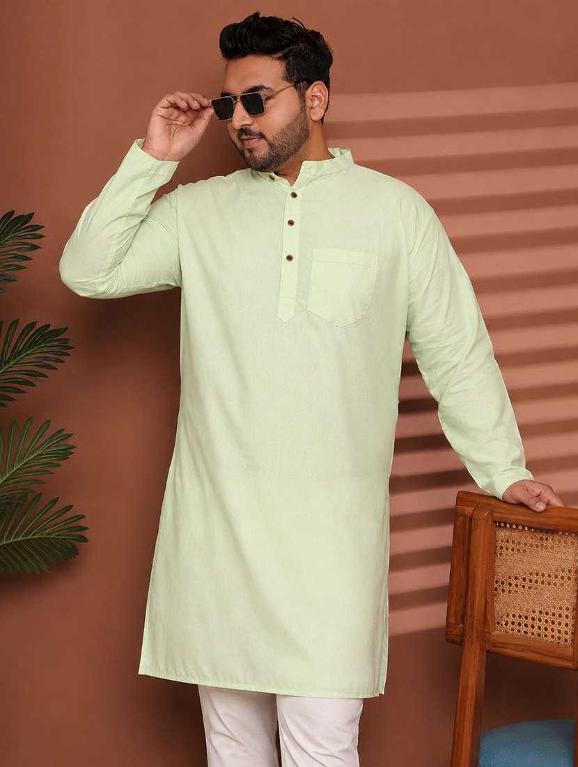 Men Solid Mandarin Neck Long Kurta - 22604313 -  Standard Image - 6