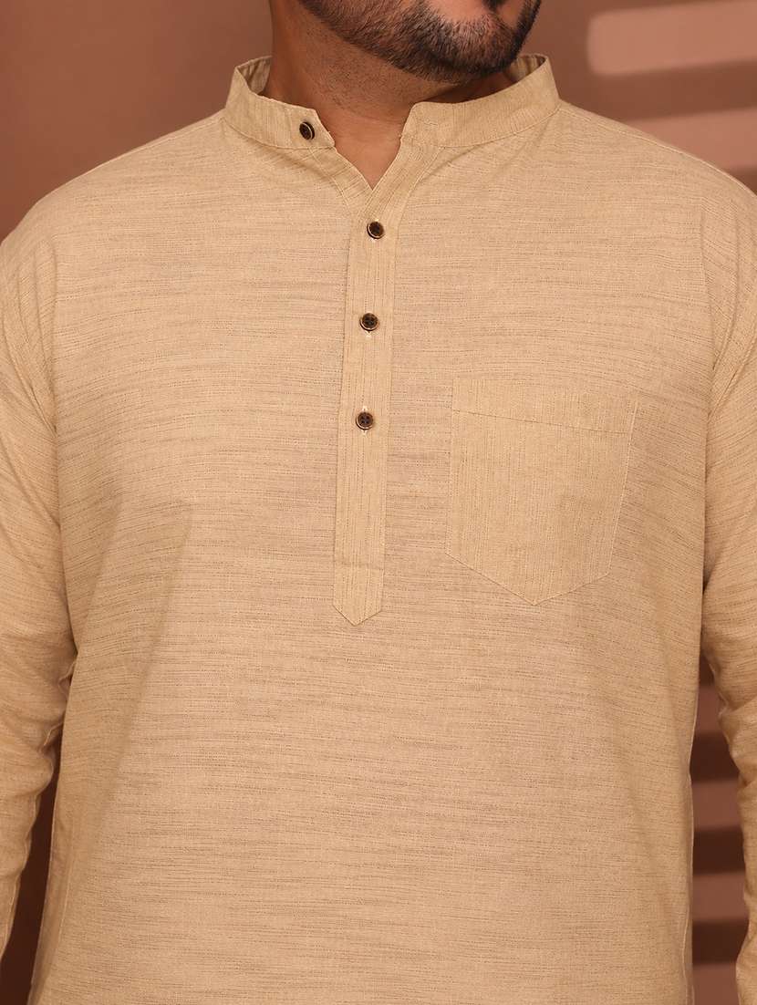 Men Self Design Mandarin Neck Long Kurta - 22604317 -  Standard Image - 1
