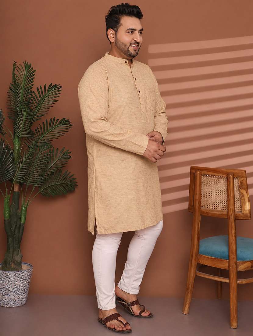 Men Self Design Mandarin Neck Long Kurta - 22604317 -  Standard Image - 4