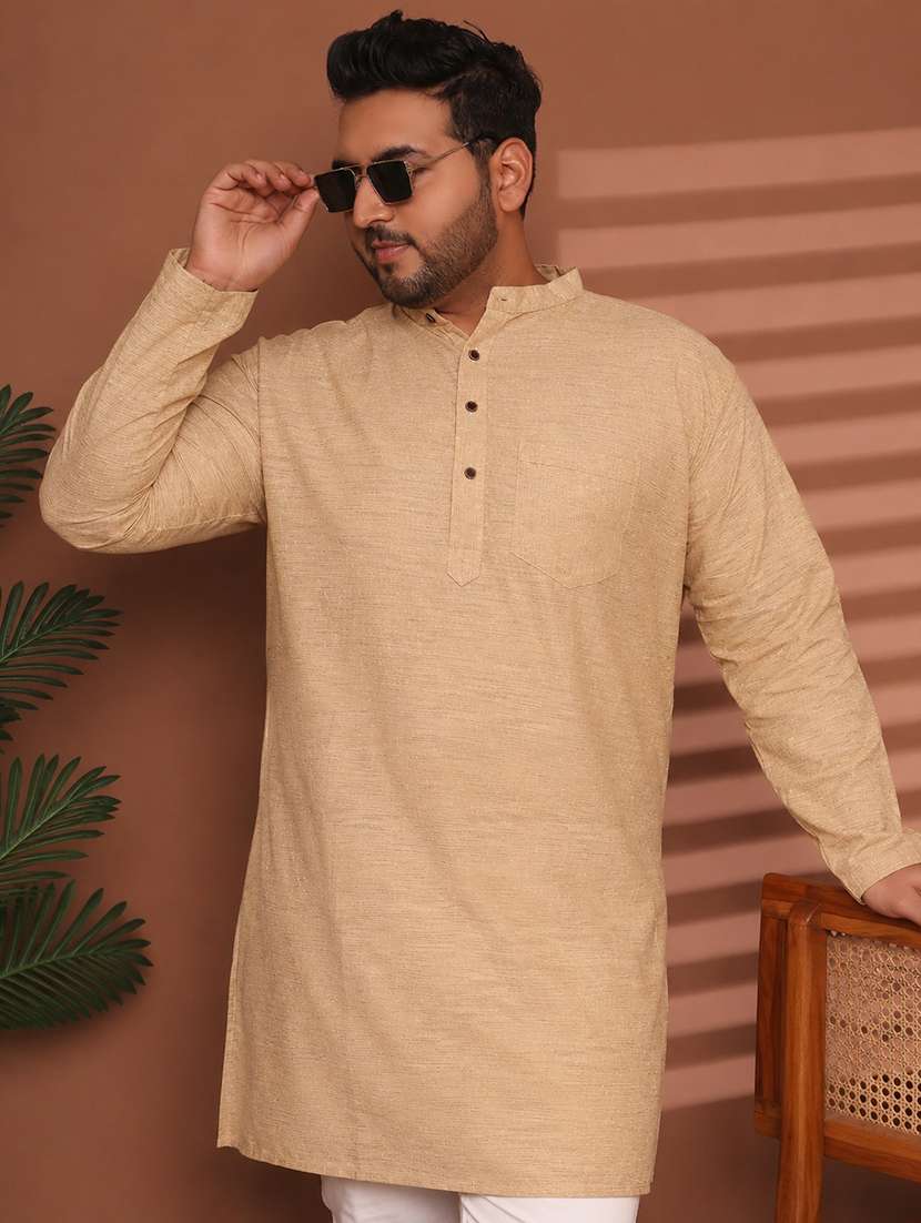 Men Self Design Mandarin Neck Long Kurta - 22604317 -  Standard Image - 6