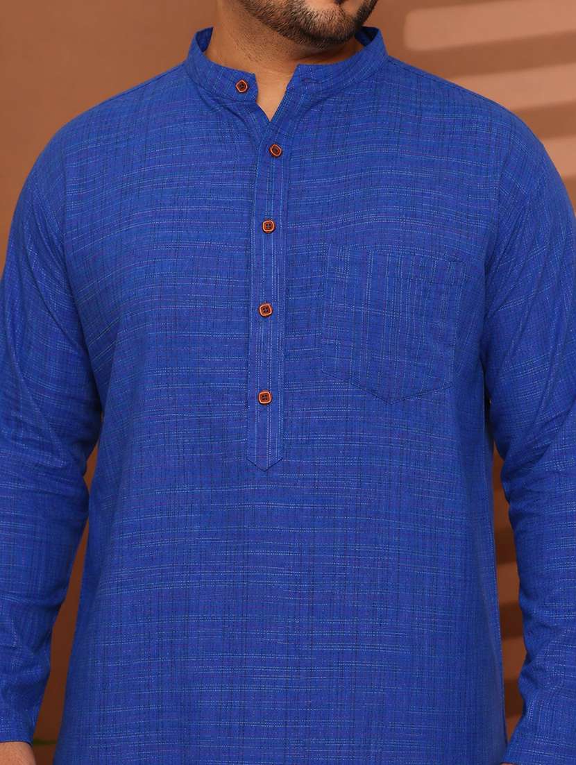 Men Self Design Mandarin Neck Long Kurta - 22604321 -  Standard Image - 1
