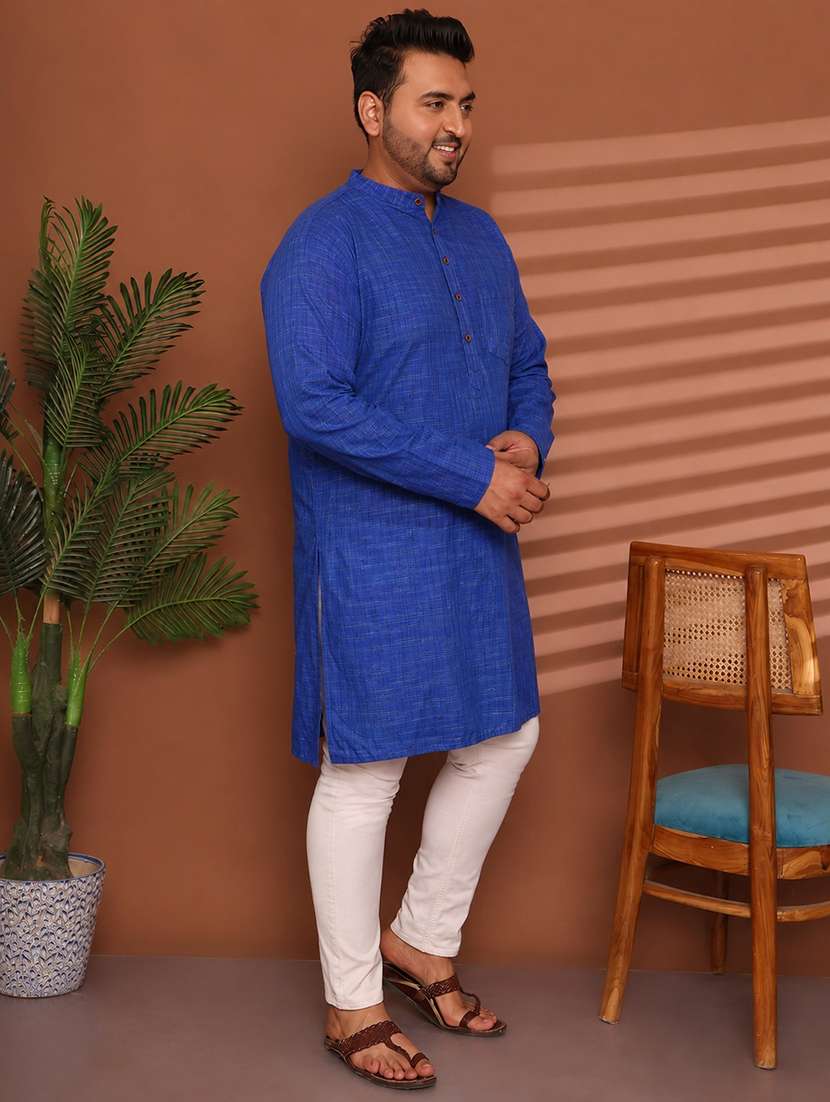 Men Self Design Mandarin Neck Long Kurta - 22604321 -  Standard Image - 4