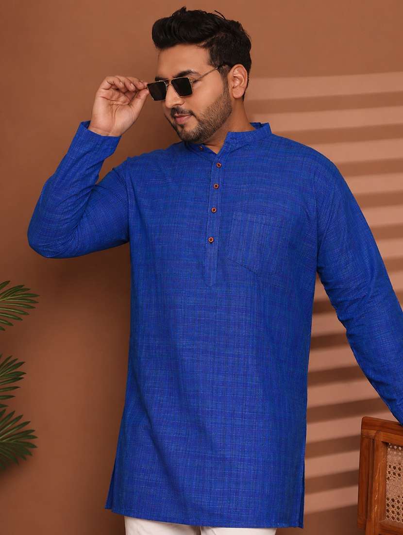 Men Self Design Mandarin Neck Long Kurta - 22604321 -  Standard Image - 6