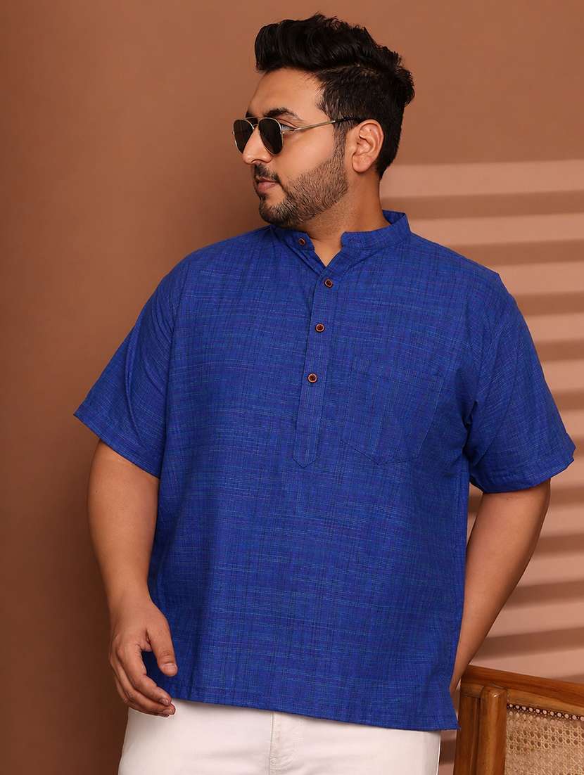 men self design mandarin neck short kurta