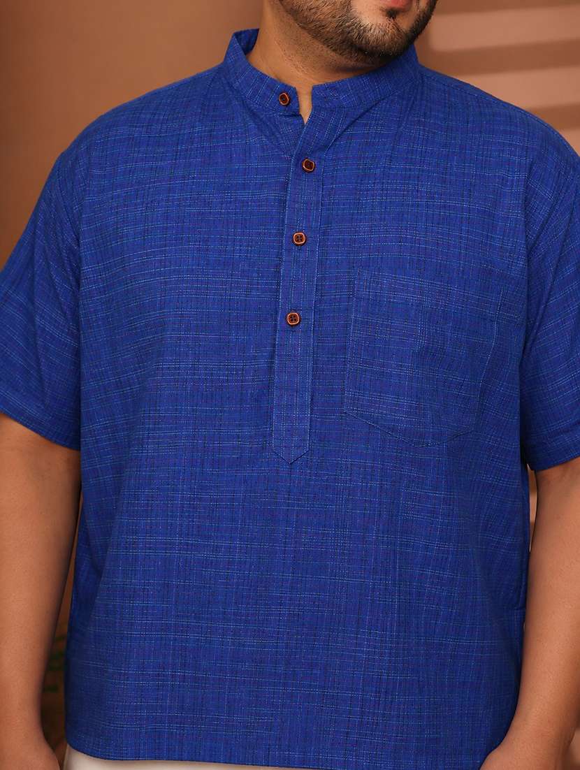 Men Self Design Mandarin Neck Short Kurta - 22604322 -  Standard Image - 1