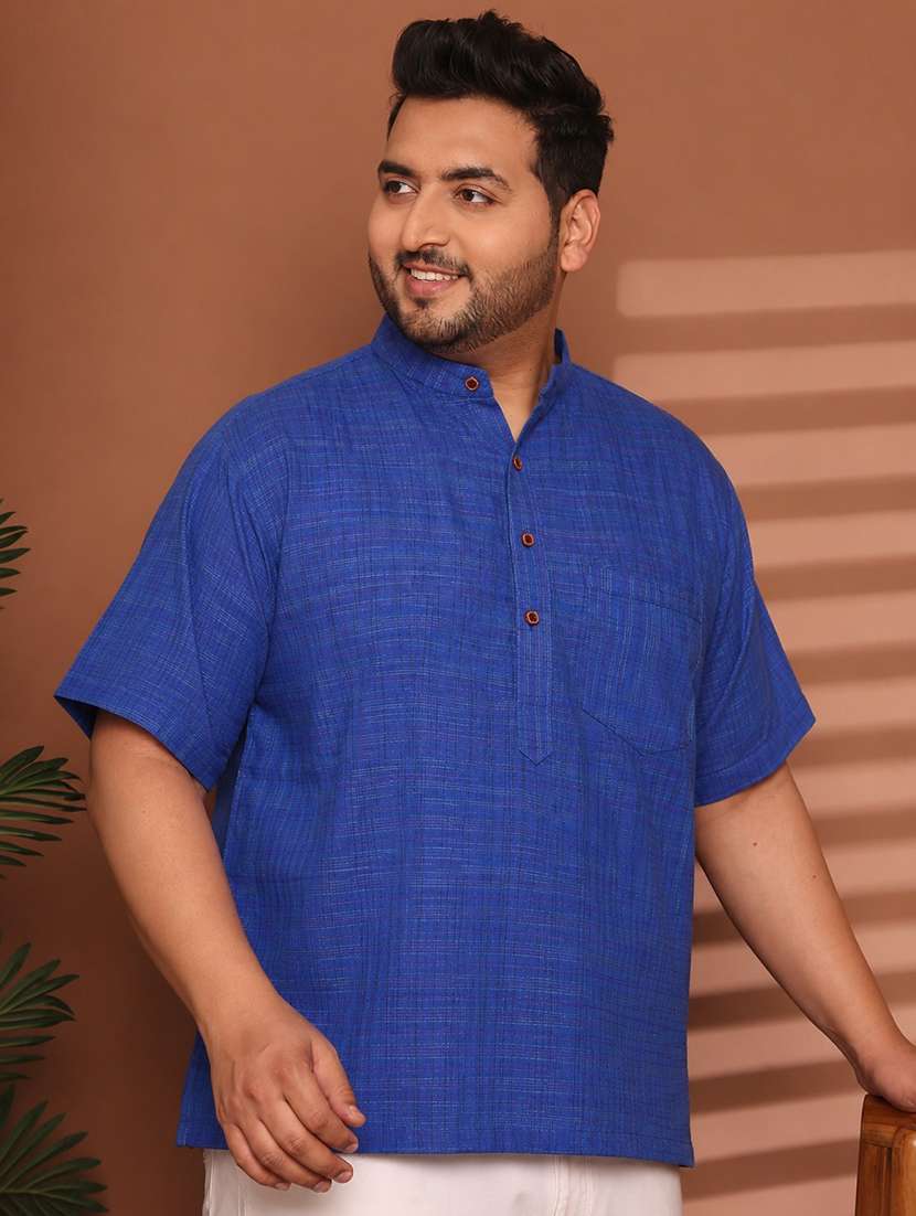 Men Self Design Mandarin Neck Short Kurta - 22604322 -  Standard Image - 4