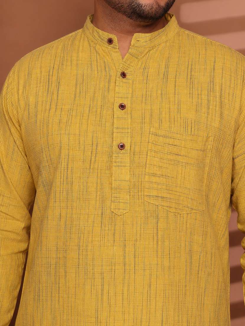 Men Self Design Mandarin Neck Long Kurta - 22604323 -  Standard Image - 1