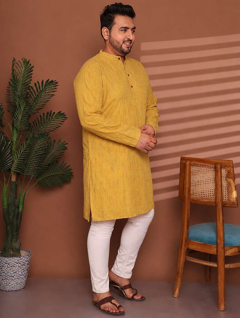 Men Self Design Mandarin Neck Long Kurta - 22604323 -  Standard Image - 4