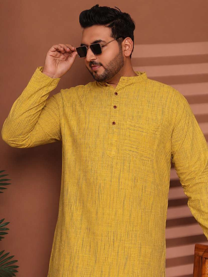 Men Self Design Mandarin Neck Long Kurta - 22604323 -  Standard Image - 6