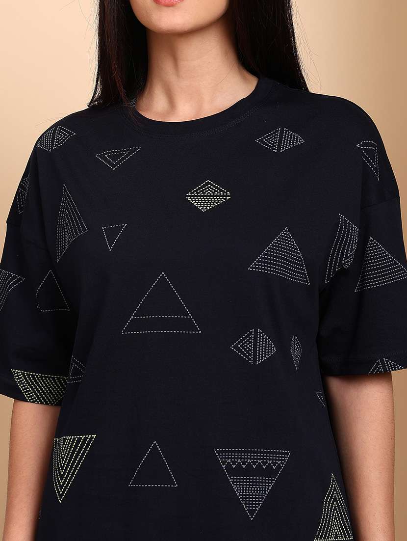 Women Printed Short Sleeves Nightwear Set - 22604341 -  Standard Image - 1