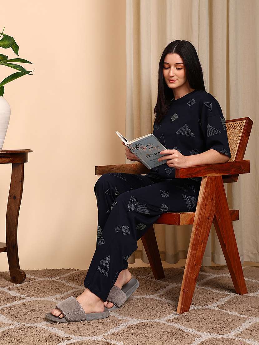 Women Printed Short Sleeves Nightwear Set - 22604341 -  Standard Image - 4