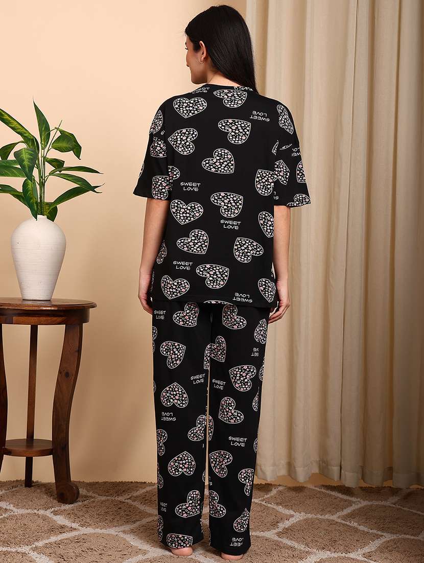 Women Printed Short Sleeves Nightwear Set - 22604344 -  Standard Image - 4