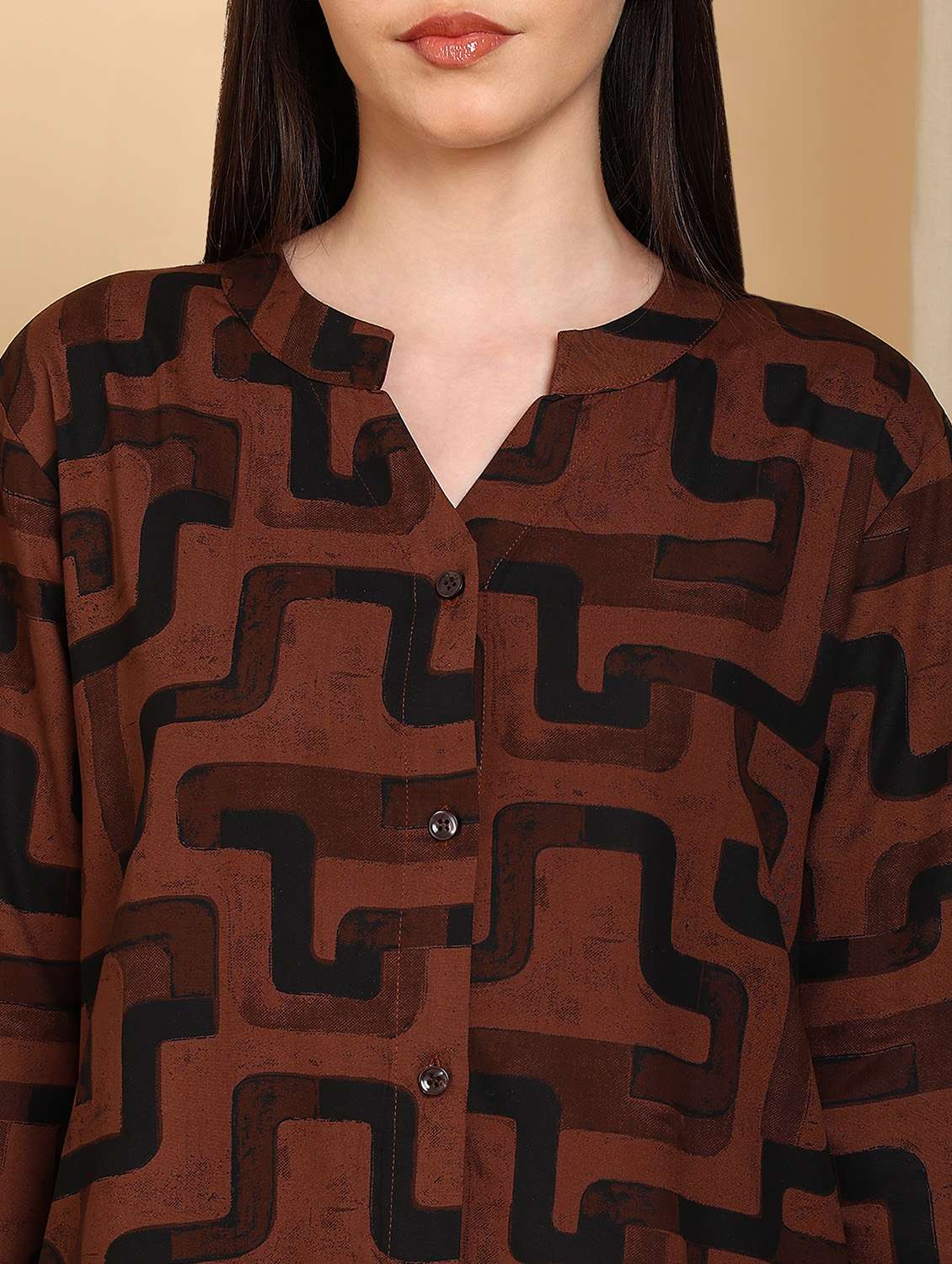 Women Printed Three Quarter Sleeves Nightwear Set - 22604350 -  Standard Image - 1