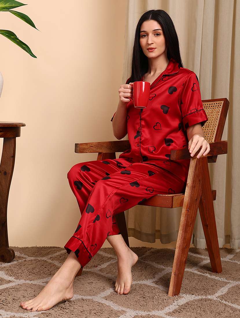 women printed short sleeves nightwear set - 22604356 -  Standard Image - 4