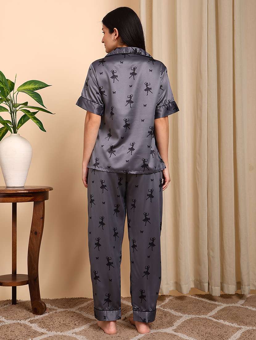 women printed short sleeves nightwear set - 22604357 -  Standard Image - 4