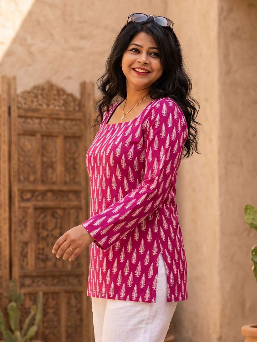 Women Printed Long Sleeves Straight Kurti - 22604363 -  Standard Image - 1